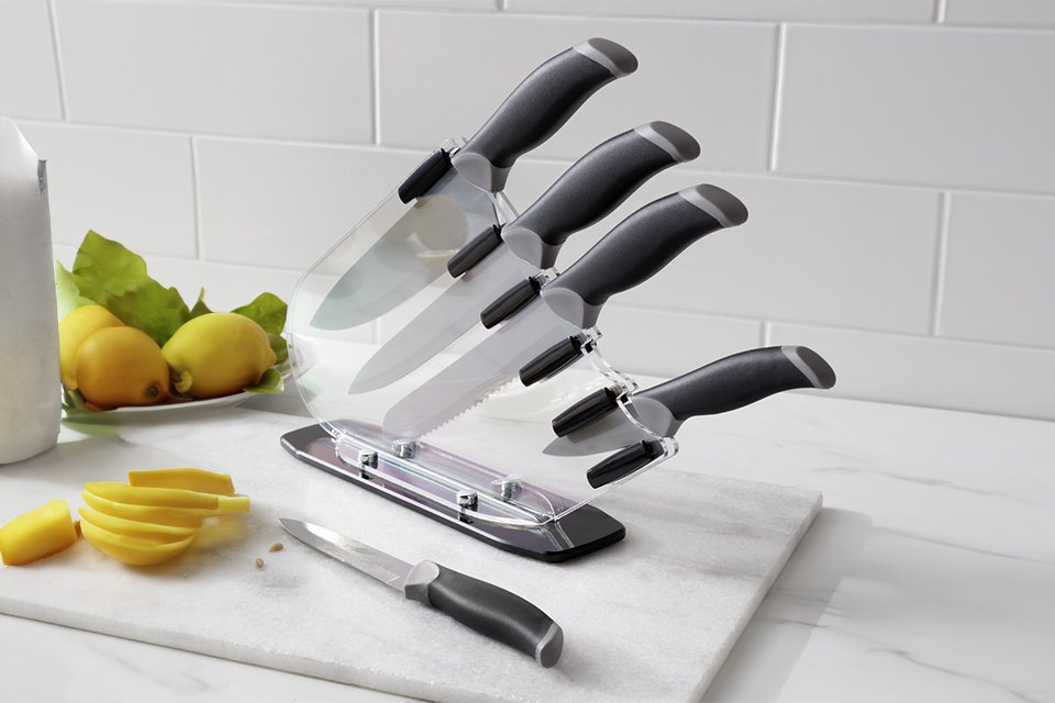 Argos Home 5 Piece Sloping Knife Block Set.