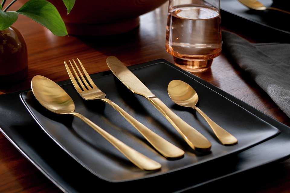 Habitat 16 piece Gold Stainless Steel Cutlery Set.