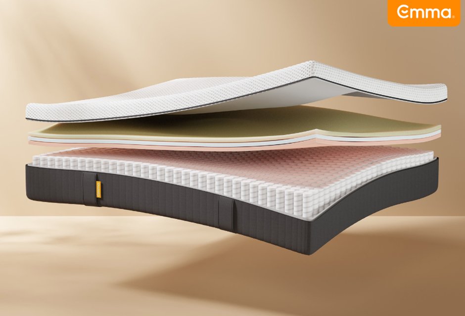 Image showing various layers of Emma NextGen Premium Hybrid mattress.