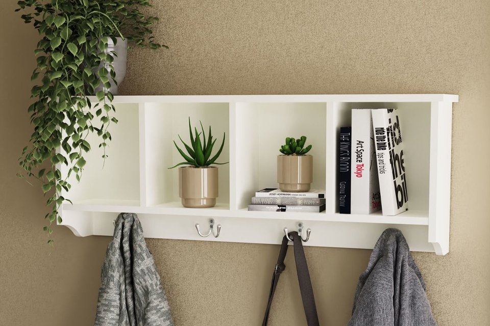 GFW Kempton 92cm Wall Rack - White.