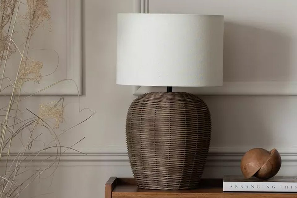 Habitat Wicker Pear 49cm Rattan Table Lamp - Natural.