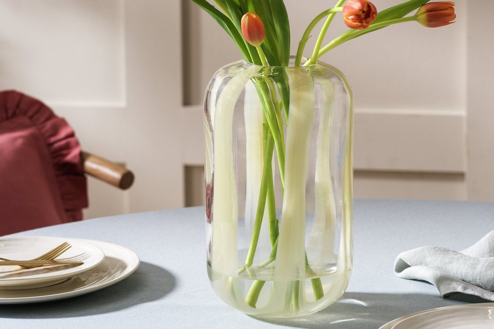 Habitat Art Glass Stripe Vase - Yellow.