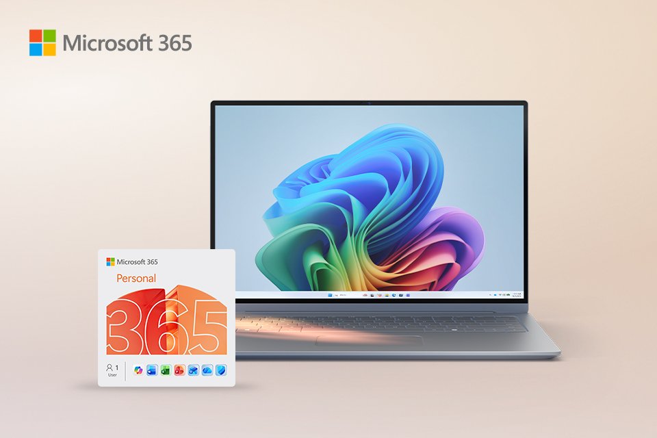 Save 50% when purchasing Microsoft M365 personal and a qualifying Windows PC.