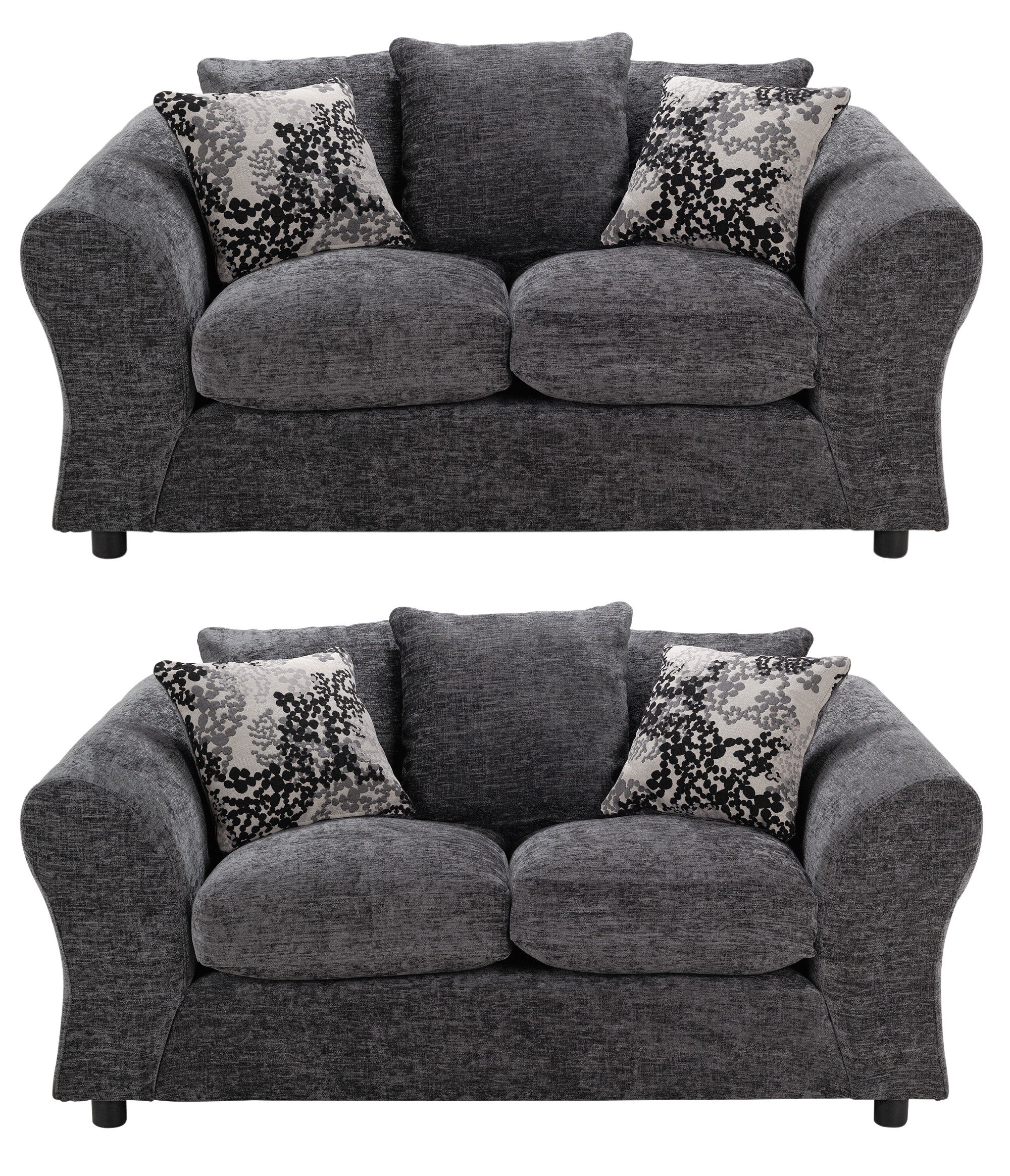 Argos Home New Clara Pair of Compact 2 Seat Sofas - Charcoal