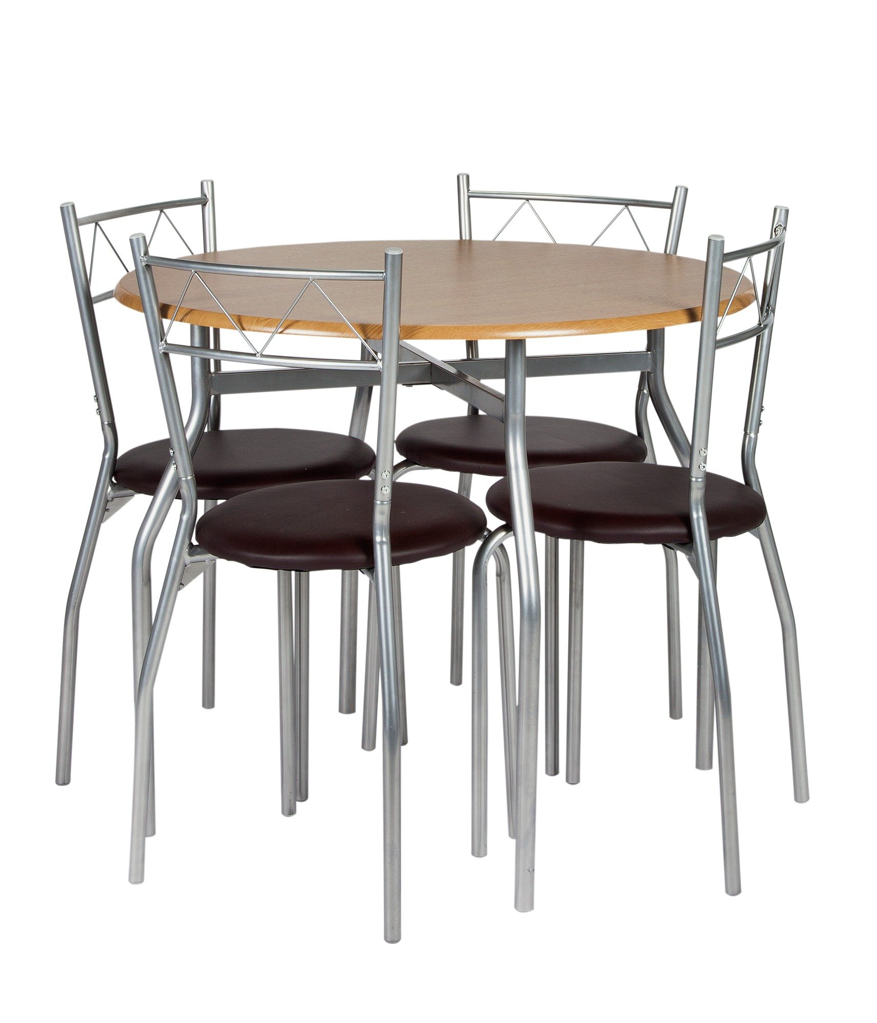 Argos Home Oslo Round Wood Effect Dining Table & 4 Chairs (4238029