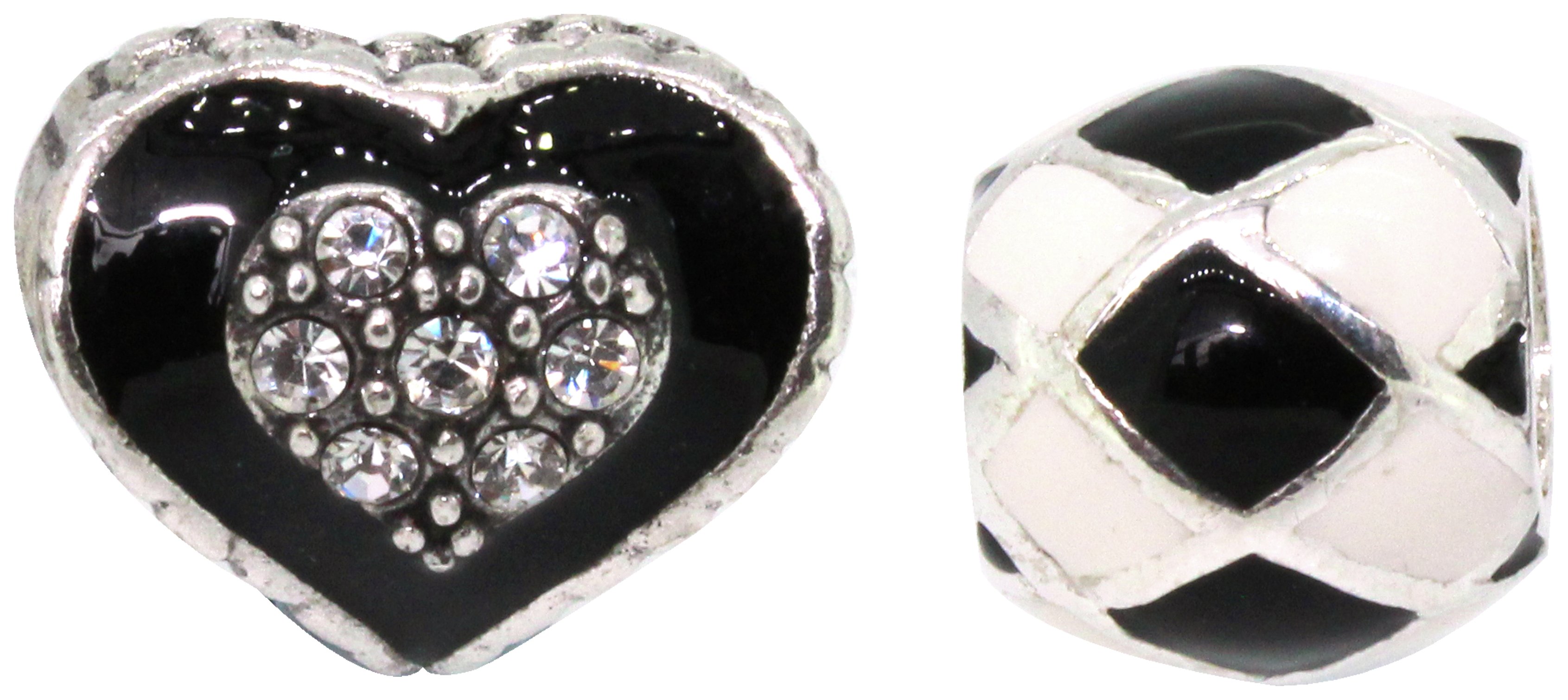 Link Up Black and White and Heart Bead Charms - Set of 2.