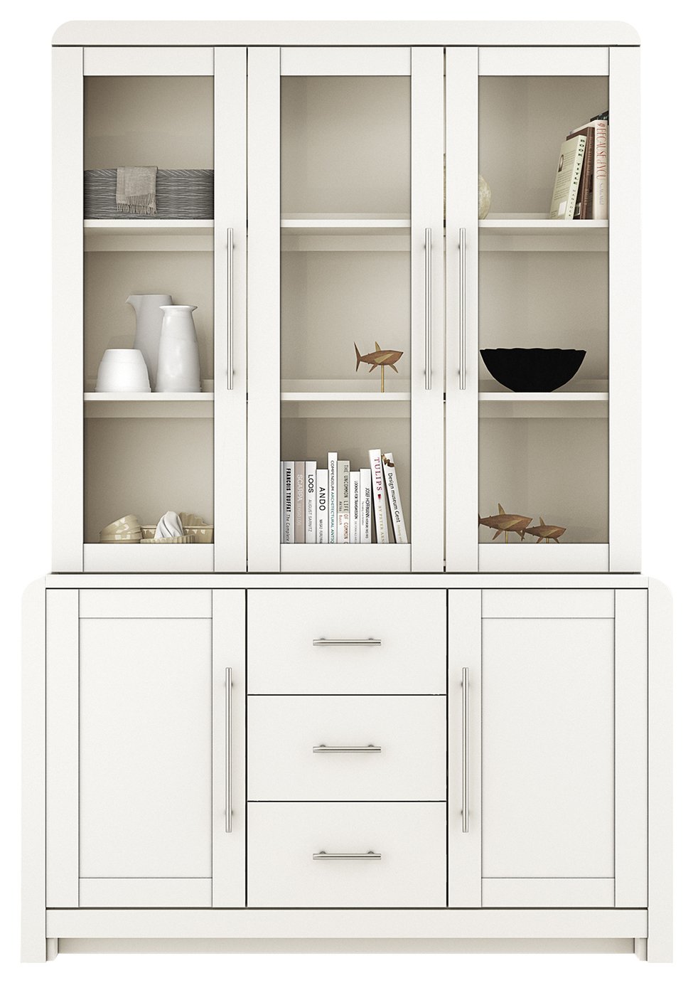 Argos Home Elford 5 Door 3 Drawer Display Cabinet - White