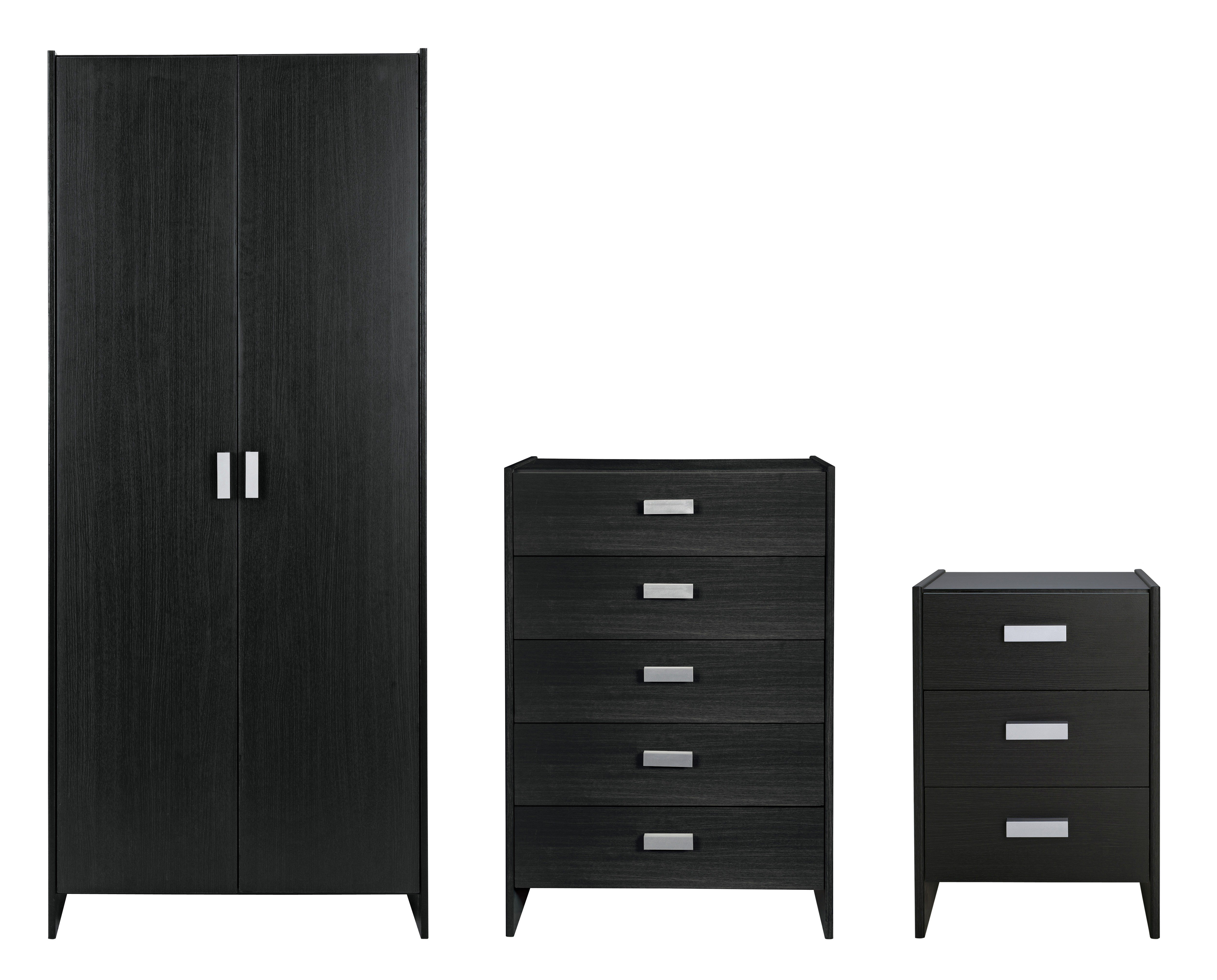 Argos Home Capella 3 Piece 2 Door Wardrobe Set - Black