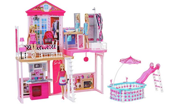 Buy Complete Barbie Home Set With 3 Dolls And Pool Dolls Houses Argos