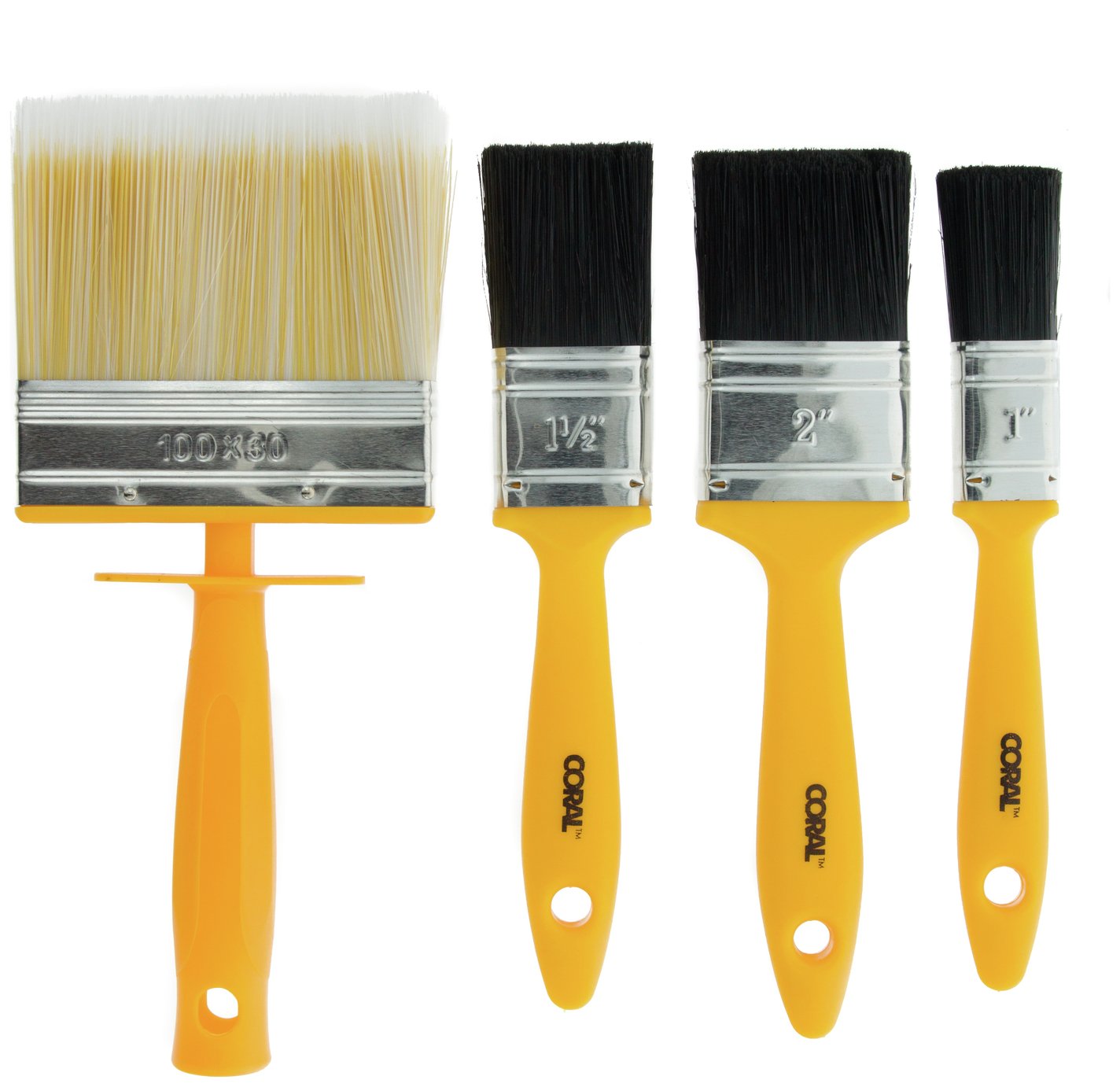 Coral Essentials Paint Brushes with Block - 4 Piece Set