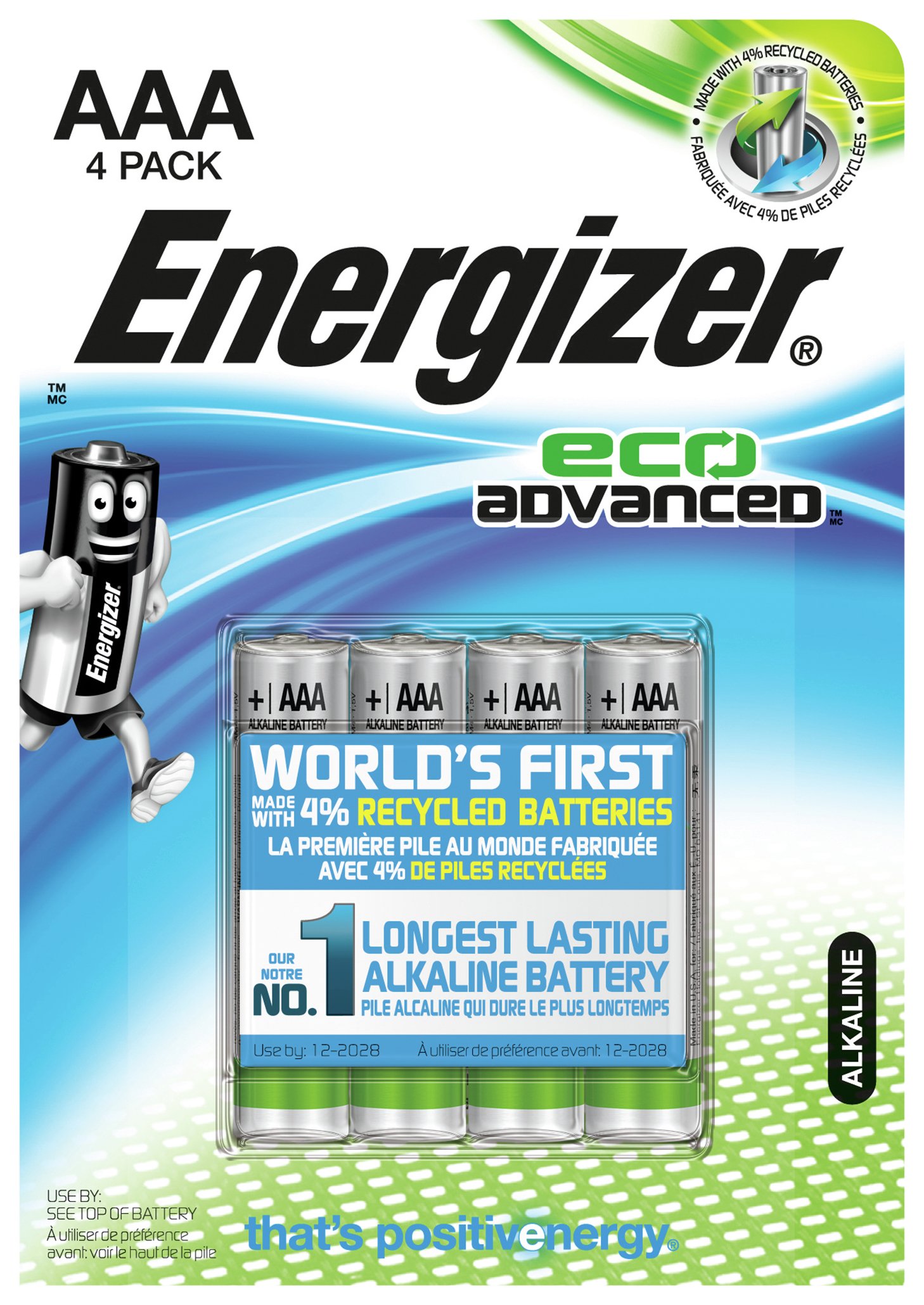 Energizer Eco Advanced AAA Batteries - Pack of 4