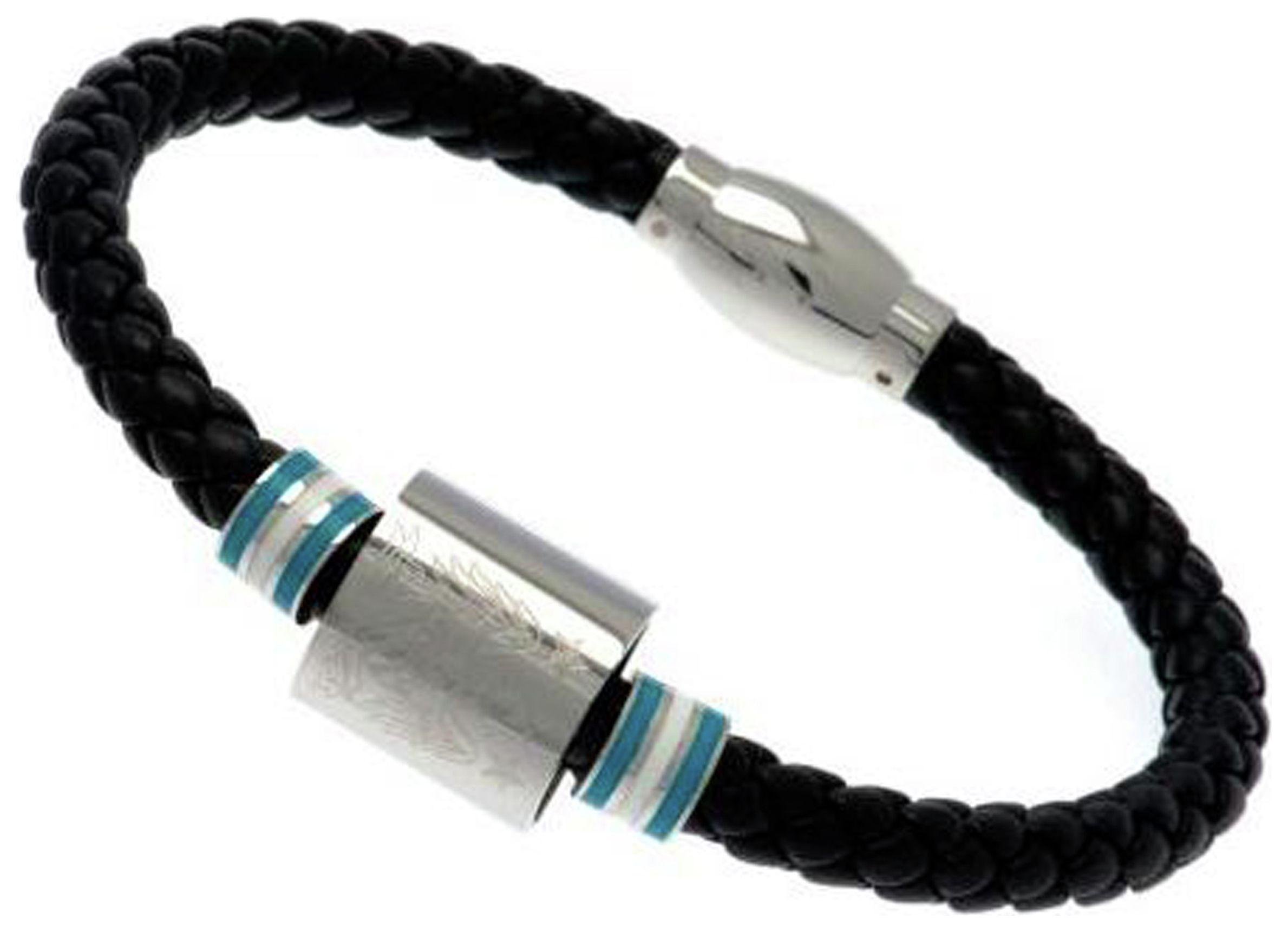 Stainless Steel and Leather Man City Bracelet