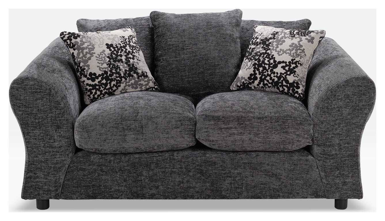 Argos Home New Clara Compact 2 Seater Fabric Sofa Charcoal (4274588