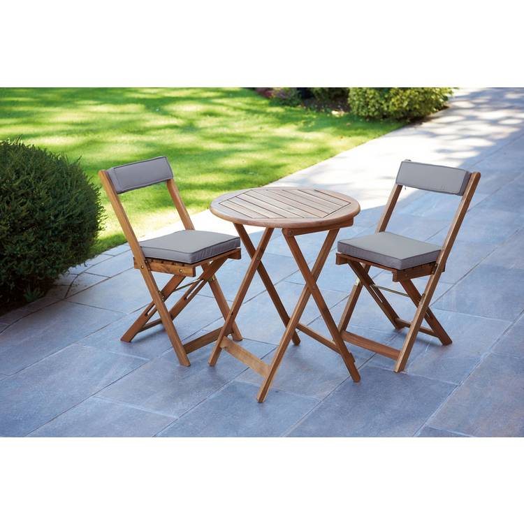 Greenhurst 2 Seater Folding Wooden Garden Bistro Set-Natural 0