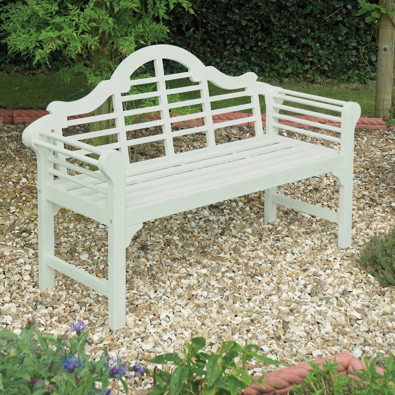 Lutyens Style Hardwood Garden Bench - White.