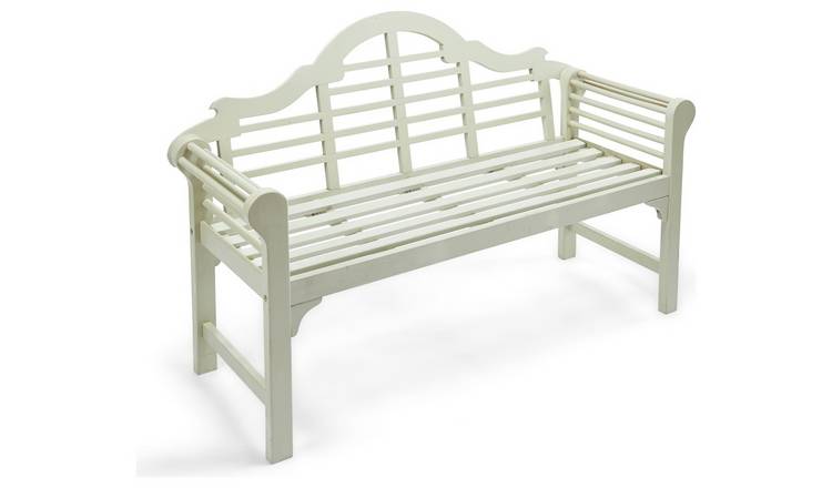 Lutyens Style Hardwood Garden Bench - White. 0