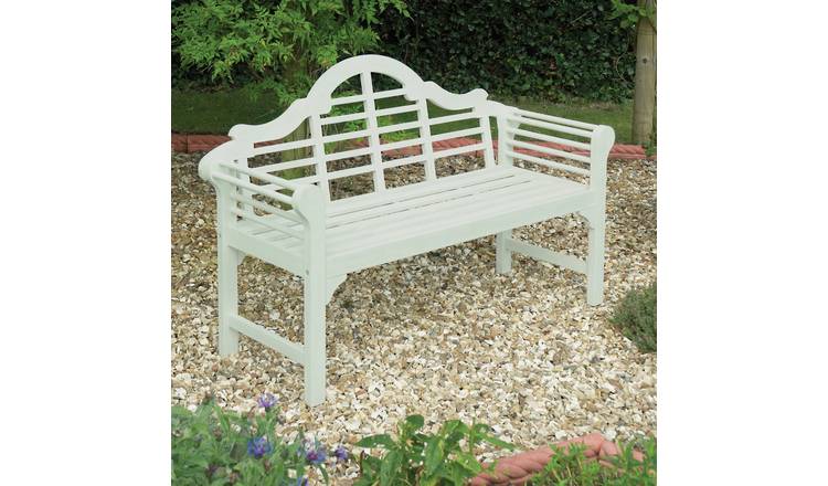 Lutyens Style Hardwood Garden Bench - White. 0