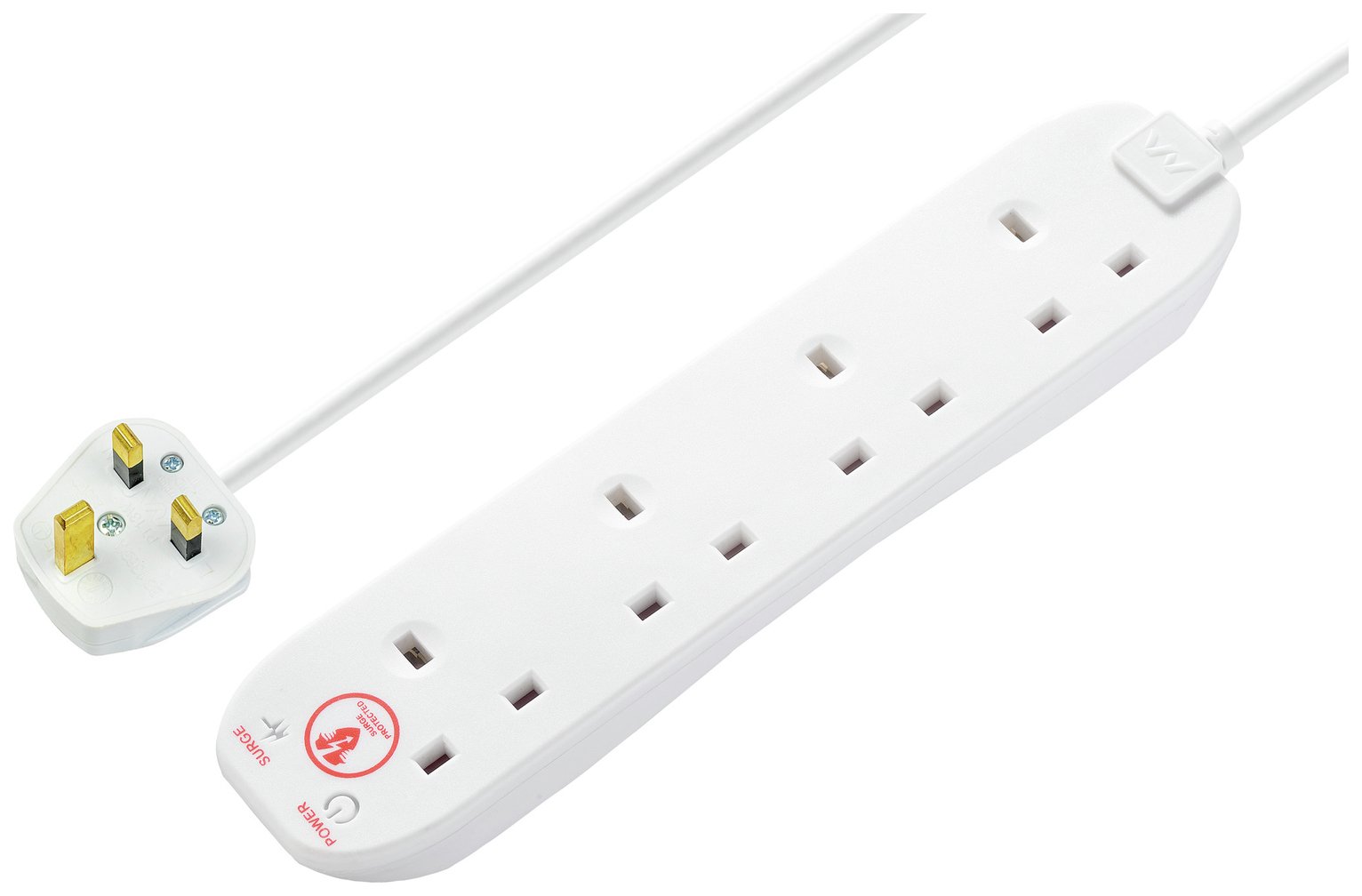 Masterplug 4 Socket 1m Surge Protected Extension Lead