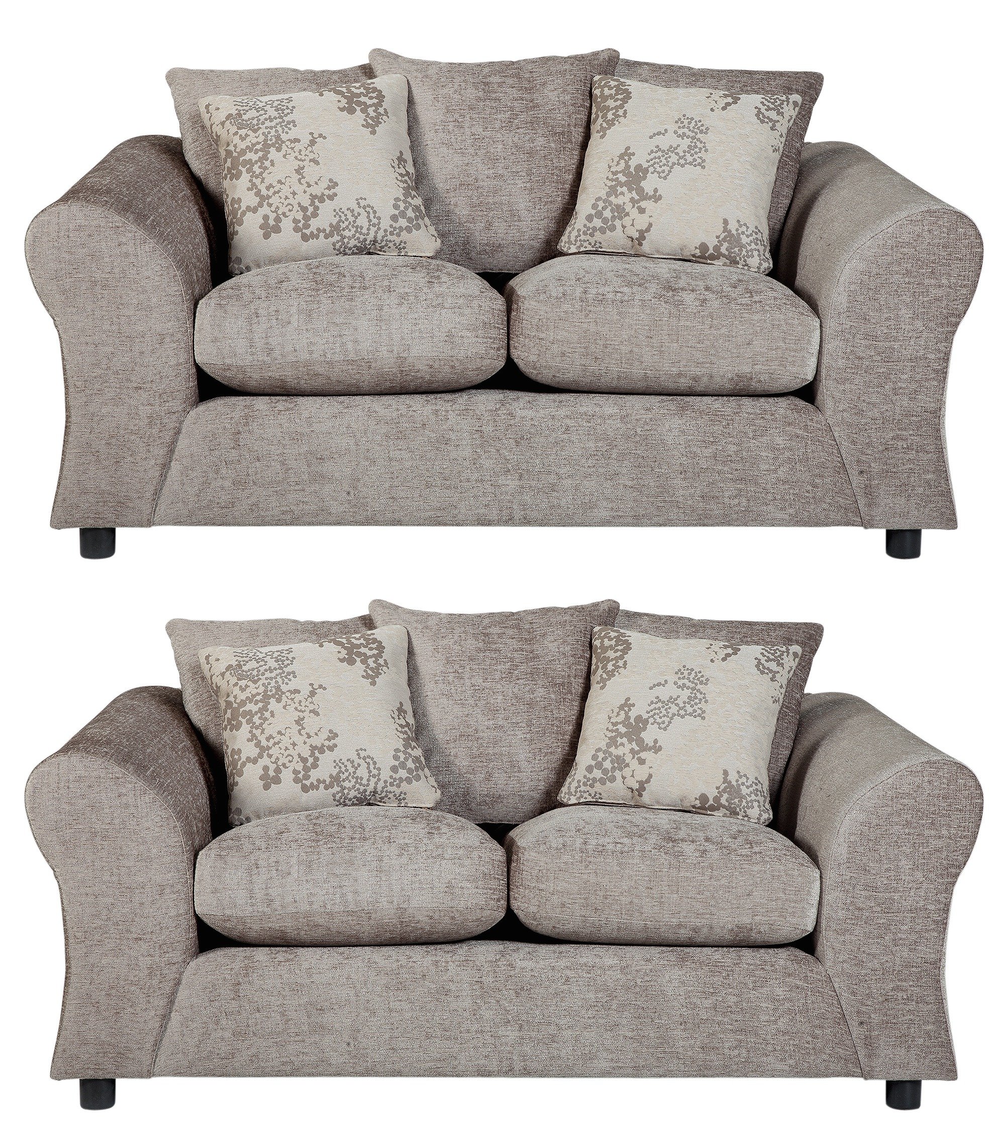 Argos Home Clara Fabric Pair of Compact 2 Seat Sofas - Mink