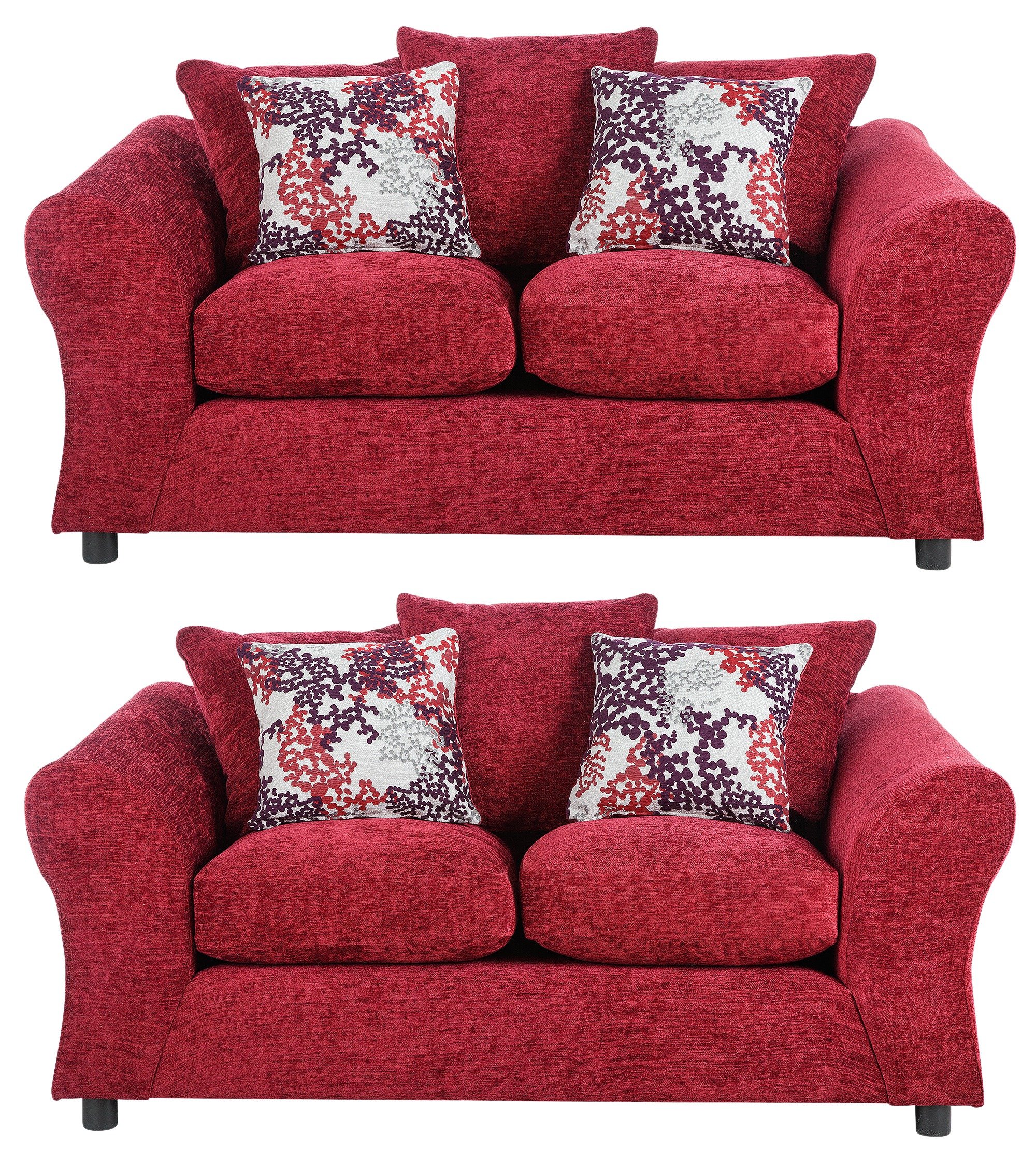 Argos Home Clara Fabric Pair of Compact 2 Seater Sofas - Red