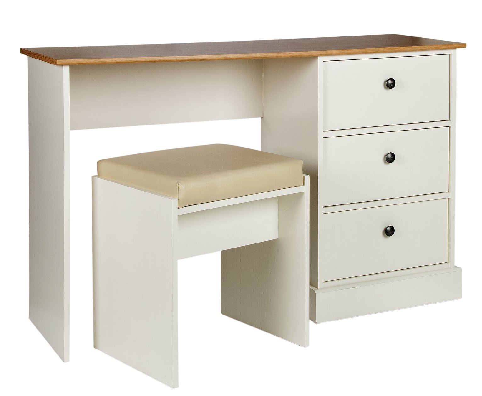 Argos Home Kensington 3 Drw Dressing Table - Oak Eff & Ivory