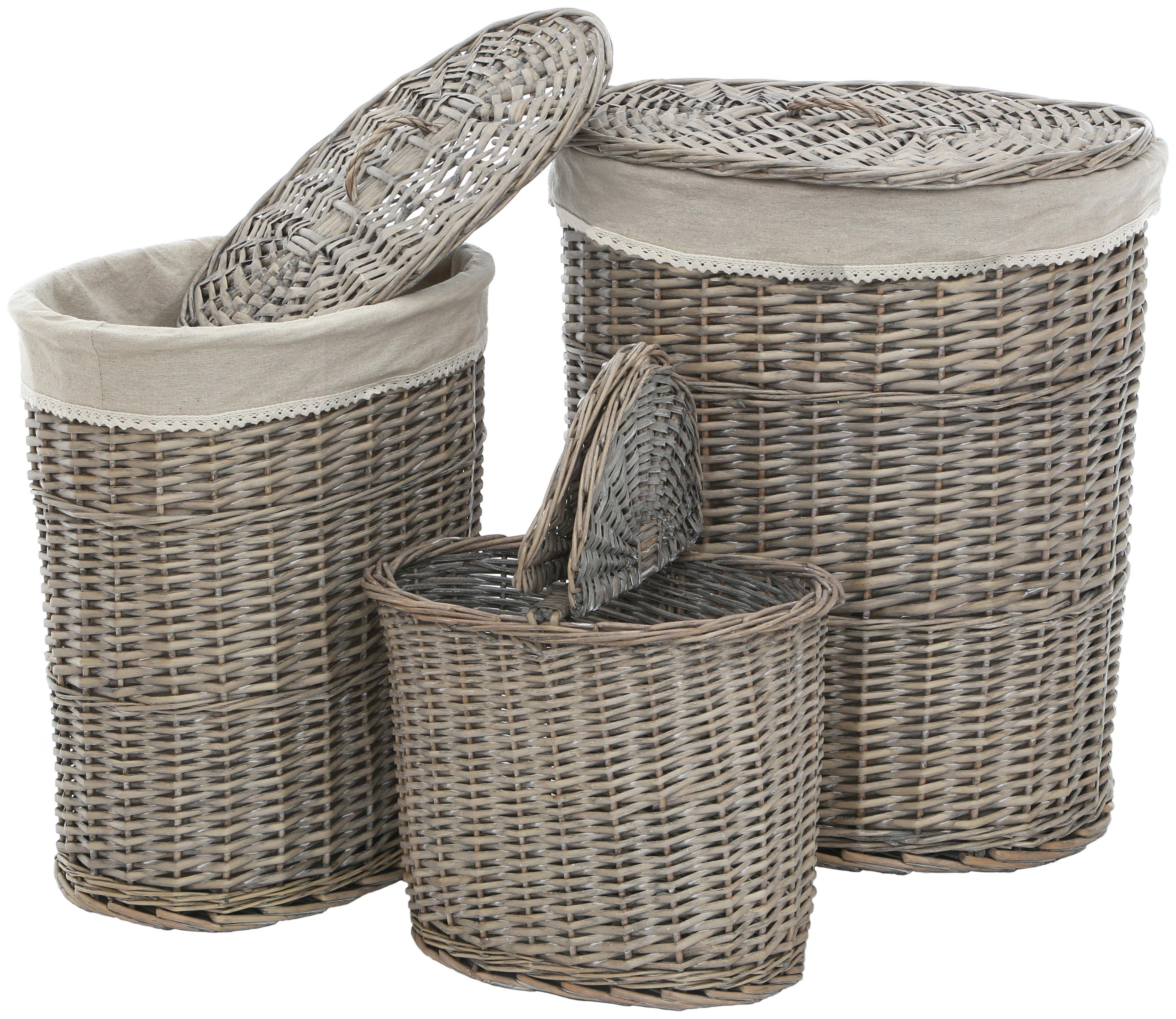 Premier Housewares 123 Litre Set of 3 Willow Laundry Baskets