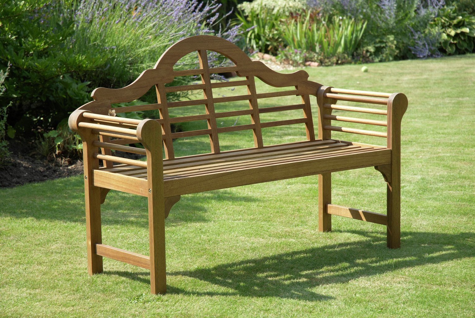 Lutyens Style Hardwood Garden Bench - Natural.