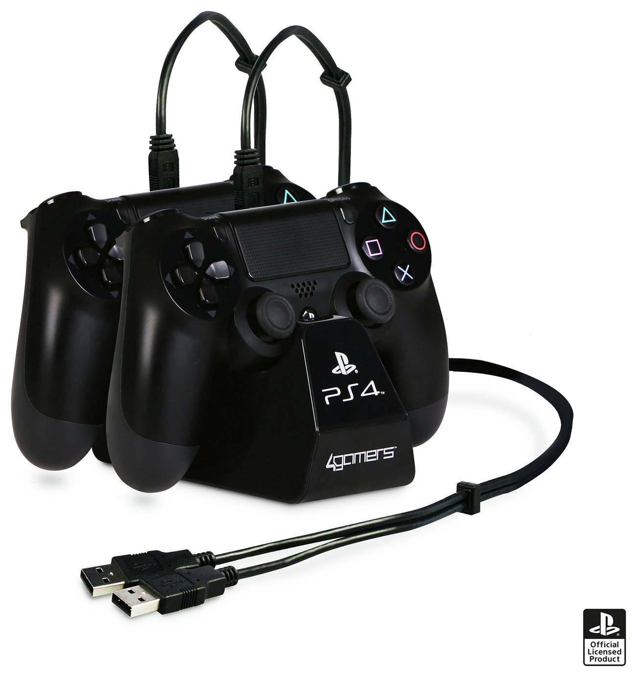4Gamers Play & Charge Cables with Desktop Stand for PS4