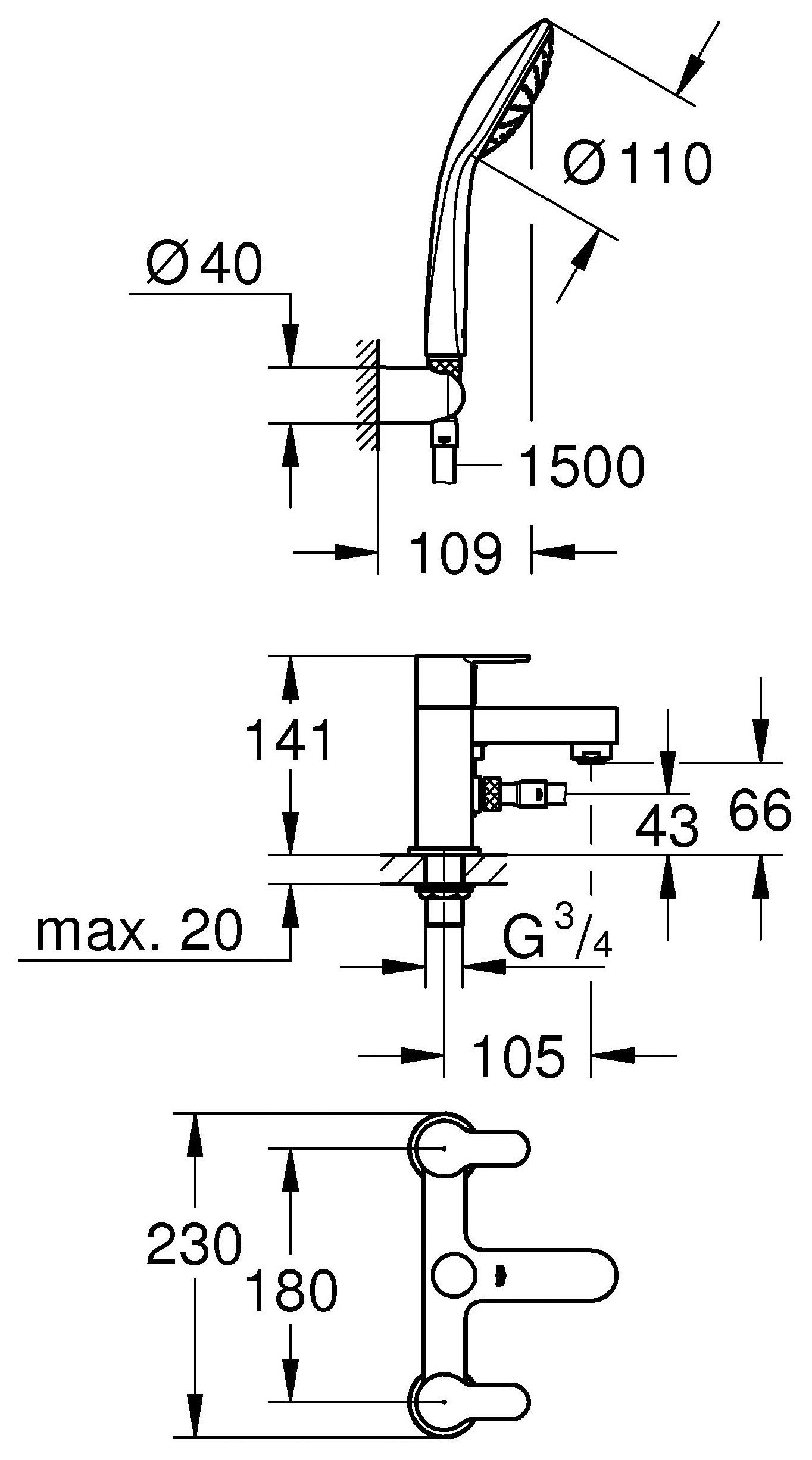 Grohe Wave Cosmopolitan Bath and Shower Mixer Set. Reviews