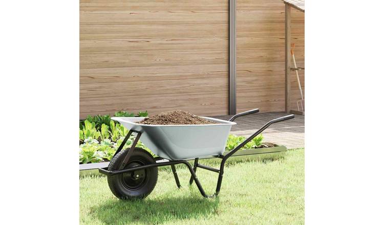 Walplus Steel Wheelbarrow and - Silver and Black - 141 x 60 x 57 cm