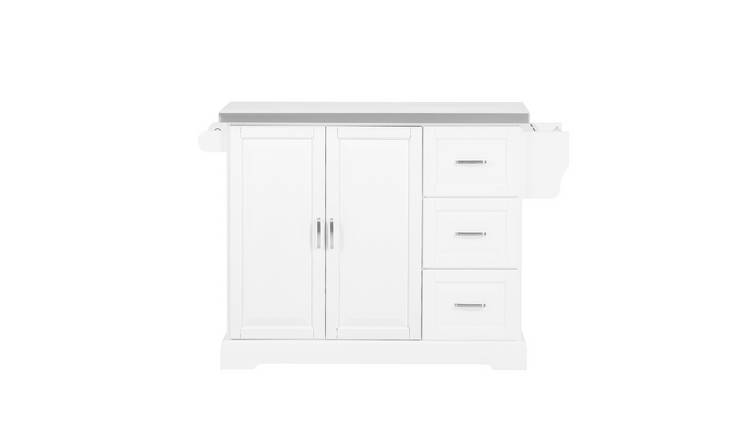 SoBuy 3 Drawer 2 Door 4 Wheels Kitchen Island - White
