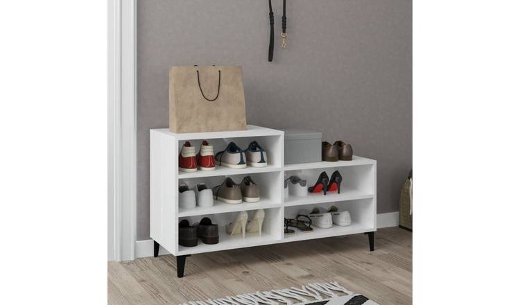 Walplus Wood Shoe Cabinet - White - 102 x 36 x 60 cm - High Gloss White
