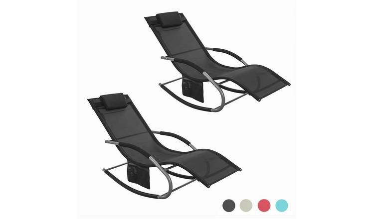 SoBuy Set Of 2 Cushion Pocket Reclining Rocking Chair - Black