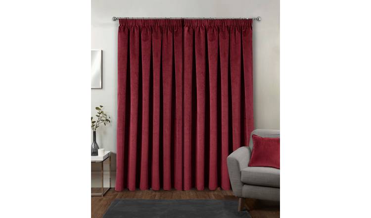 Enhanced Living Burford Velvet Blackout Curtains - 229 x 229cm - Red