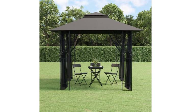 Walplus 300 x 300 x 270 cm Steel Gazebo with Sidewalls - Anthracite