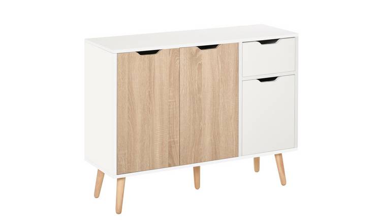 HOMCOM Wooden Storage Sideboard with Drawer and Solid Wood Legs - Natural