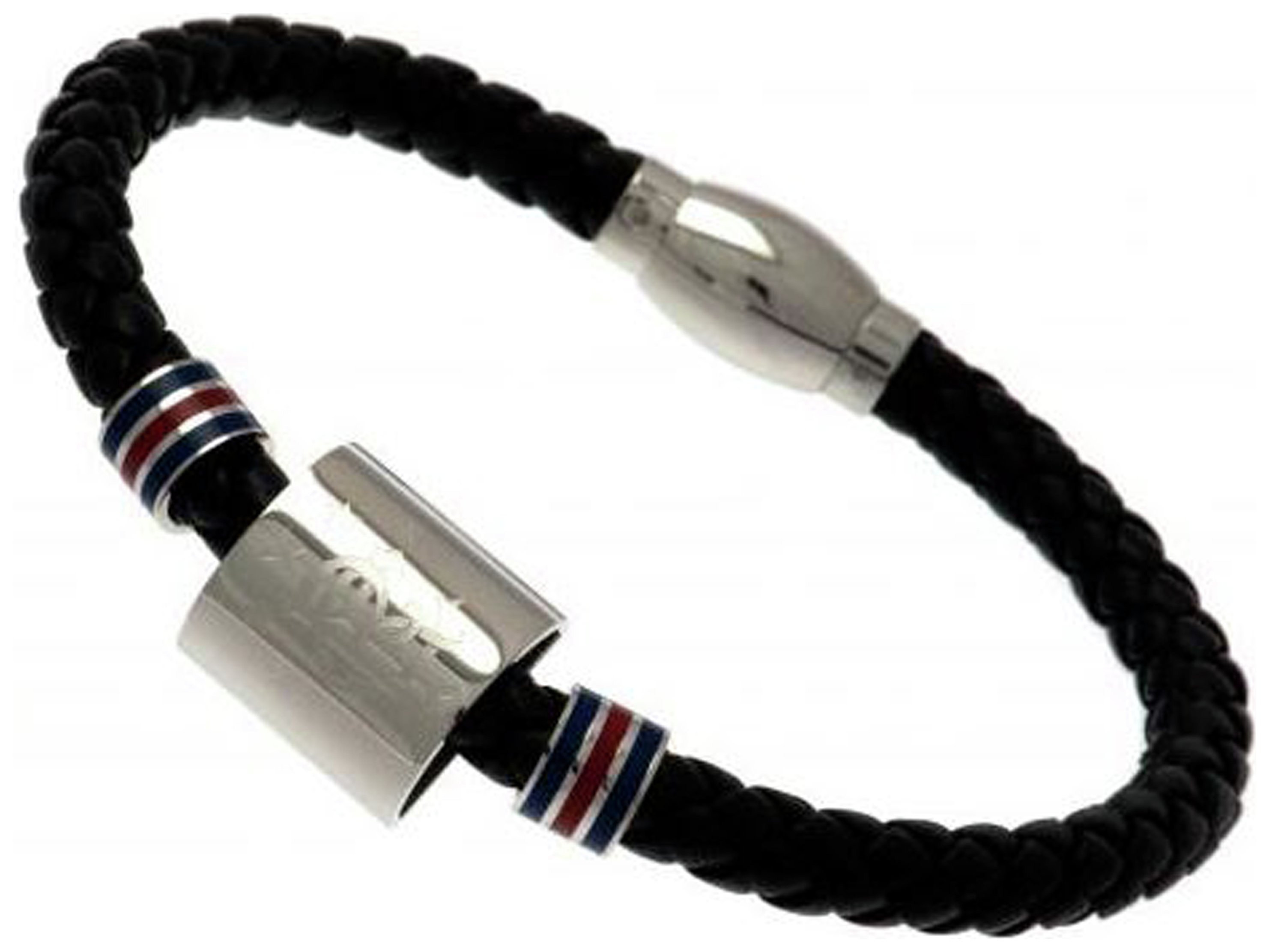 Stainless Steel and Leather Rangers Bracelet