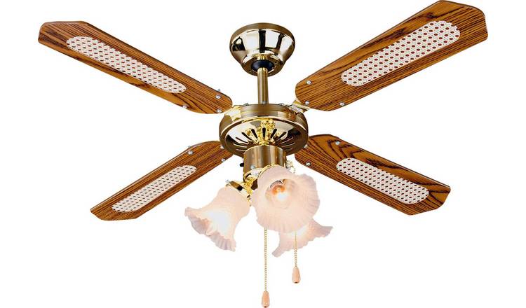 Home Decorative 3 Light Ceiling Fan Brass For Use With Low
