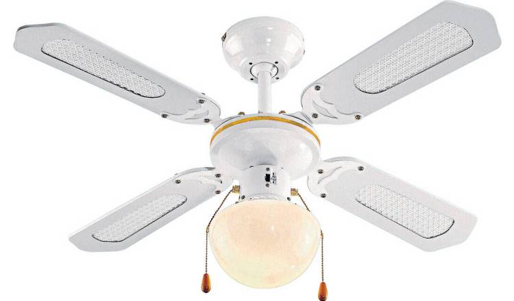 Details About Ceiling Fan White Reversible White Blades With Gold Coloured Stencilling New