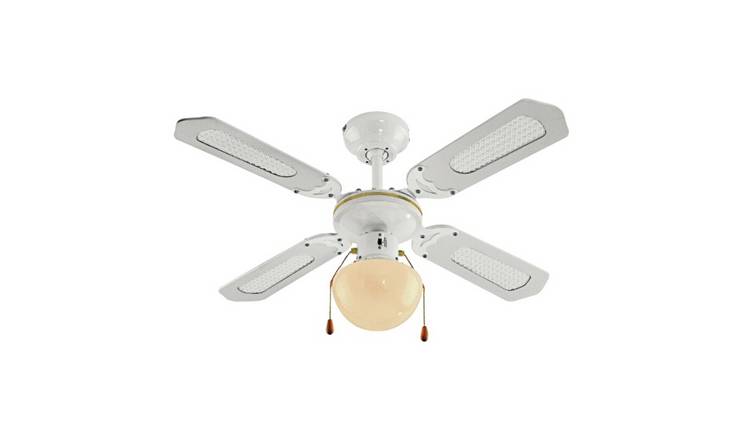 Home Ceiling Fan Reversible White Blades With Gold Coloured