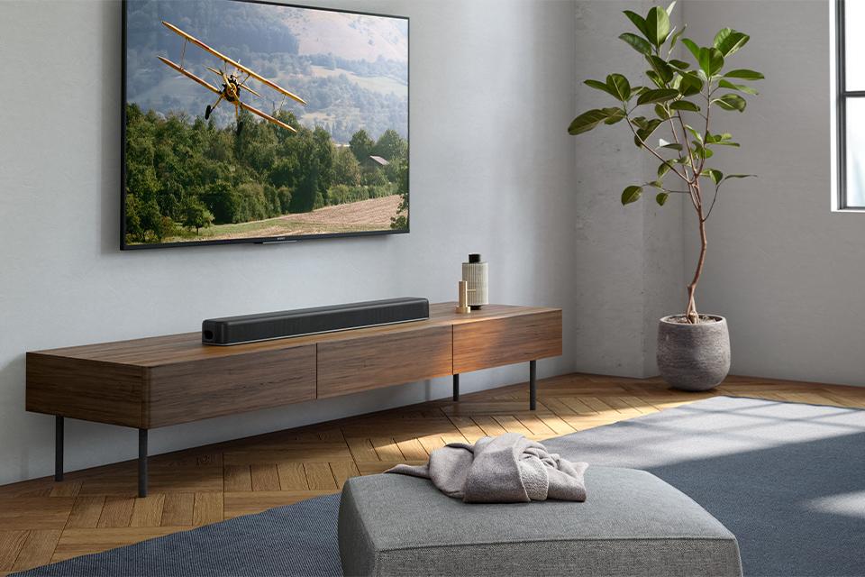 Image about a TV with a soundbar