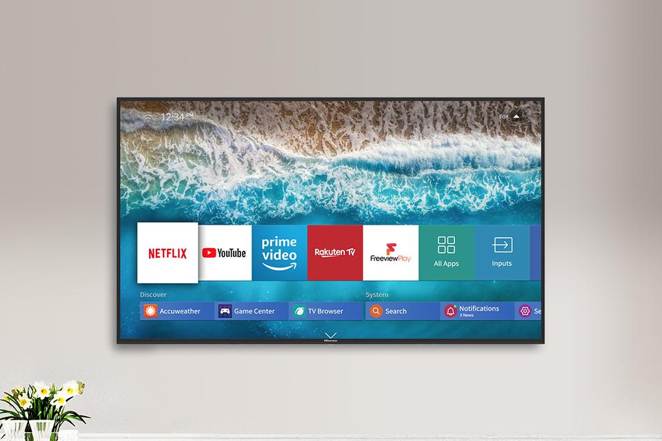 Smart TV on a wall.