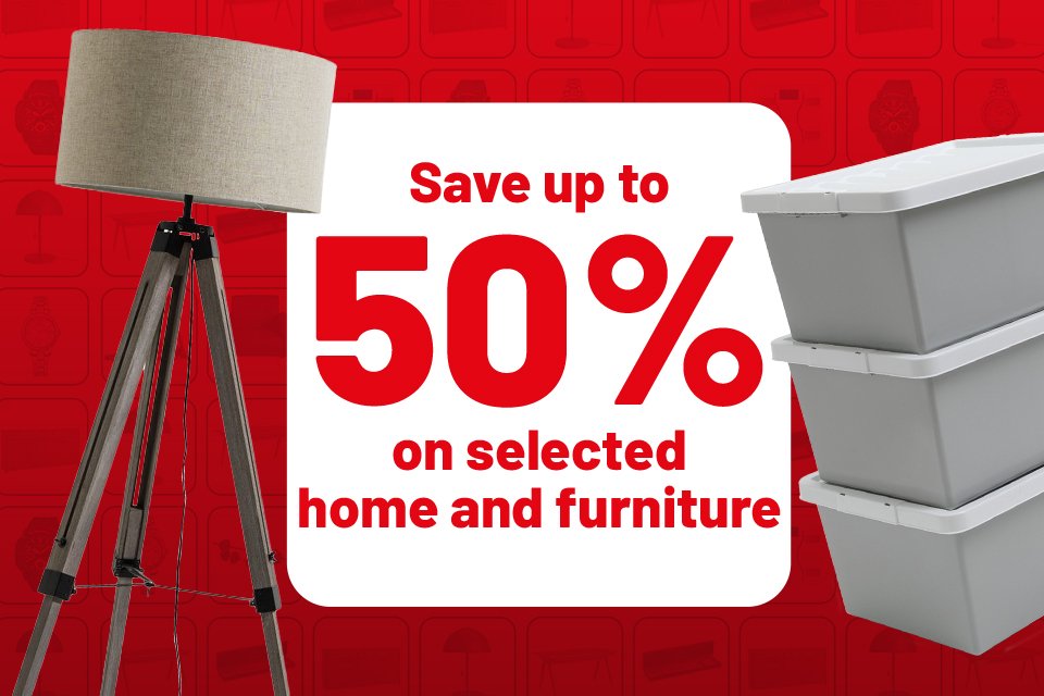 Save up to 50% on selected home and furniture. Includes furniture, storage, homewares, cookware and more.