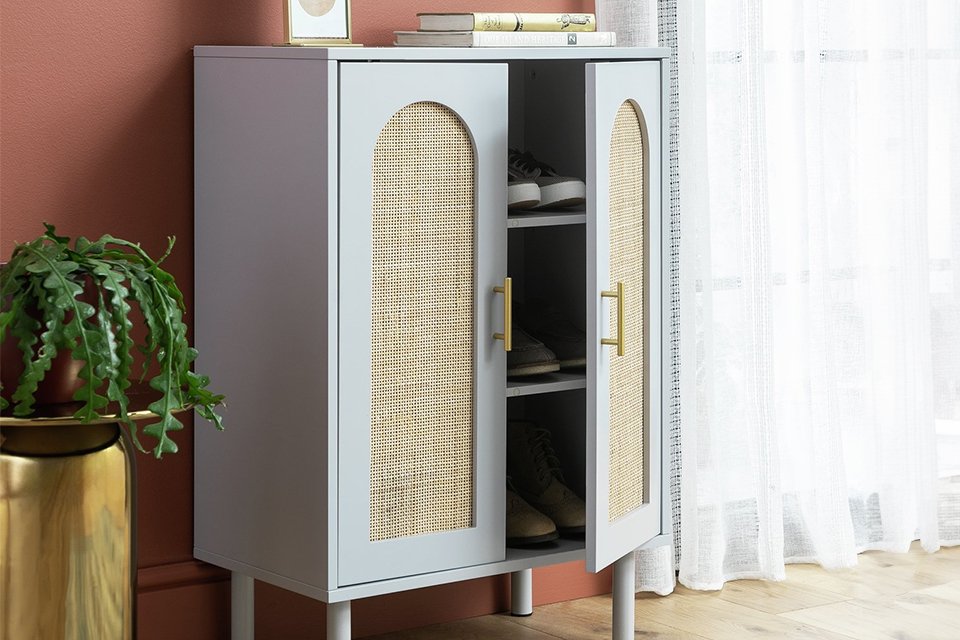 Habitat Monica 2 Door Shoe Storage Cabinet in grey colour.