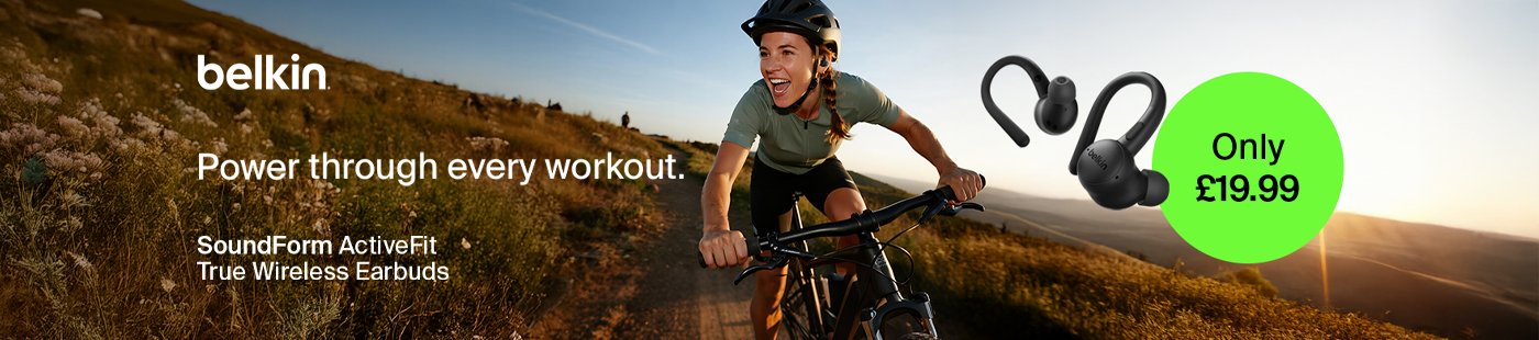 belkin. Power through every workout. Sound from activefit true wireless earbuds. Only £19.99
