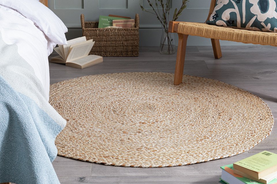 Habitat Braided Round Natural Jute Flatweave Rug - 100cm.