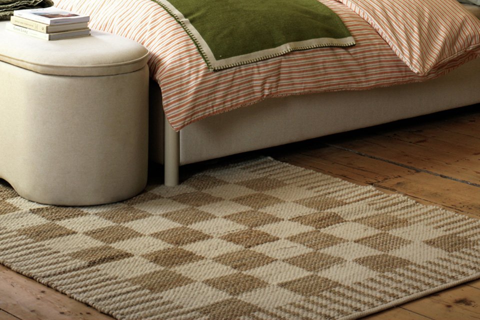 Habitat Archive Checkerboard Natural Flatweave Rug-160x230cm.
