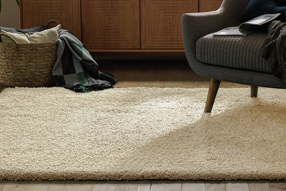 Habitat Noodle Plain Cream Shaggy Rug - 120x170cm.