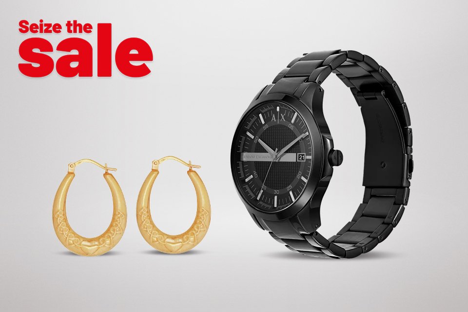 Seize the sale. Save up to 50% on selected jewellery and watches. Treat yourself or someone special.