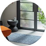 Argos Home Geometric Blue Cotton Flatweave Rug - 80x110cm.